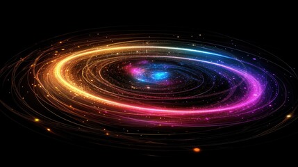 Obraz premium AI-inspired abstract vortex with glowing digital particles spiraling on a dark background.