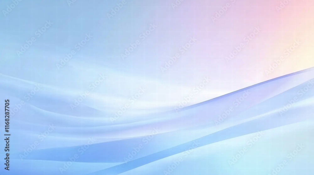 Poster soft gradient waves in soothing blue and pink tones, creating a calm and serene background.