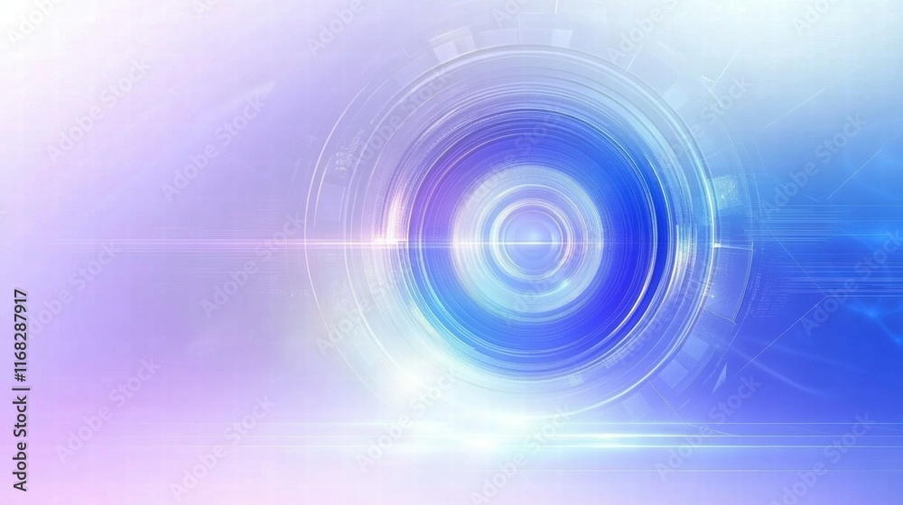 Poster Abstract design featuring a circular lens effect with soft gradients and light flares.