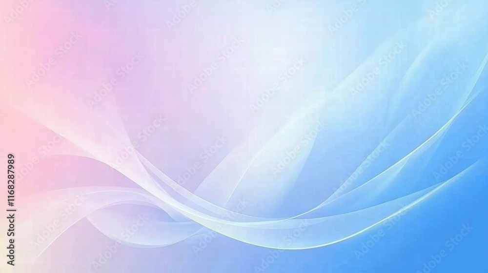 Poster Soft gradient background with flowing lines in pastel colors for design purposes.