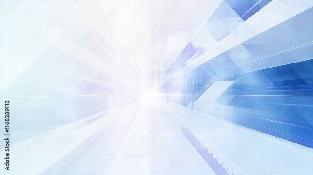 Poster abstract blue and white background with a sense of depth and light.