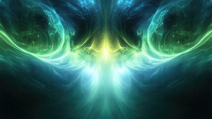 A smooth gradient background transitioning between green and blue with a glowing center, evoking calm and freshness. Ideal for eco or tech themes.