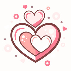 Colorful Hearts and Happy Valentines Day! Design line art icon sign silhouette vector illustration on white background