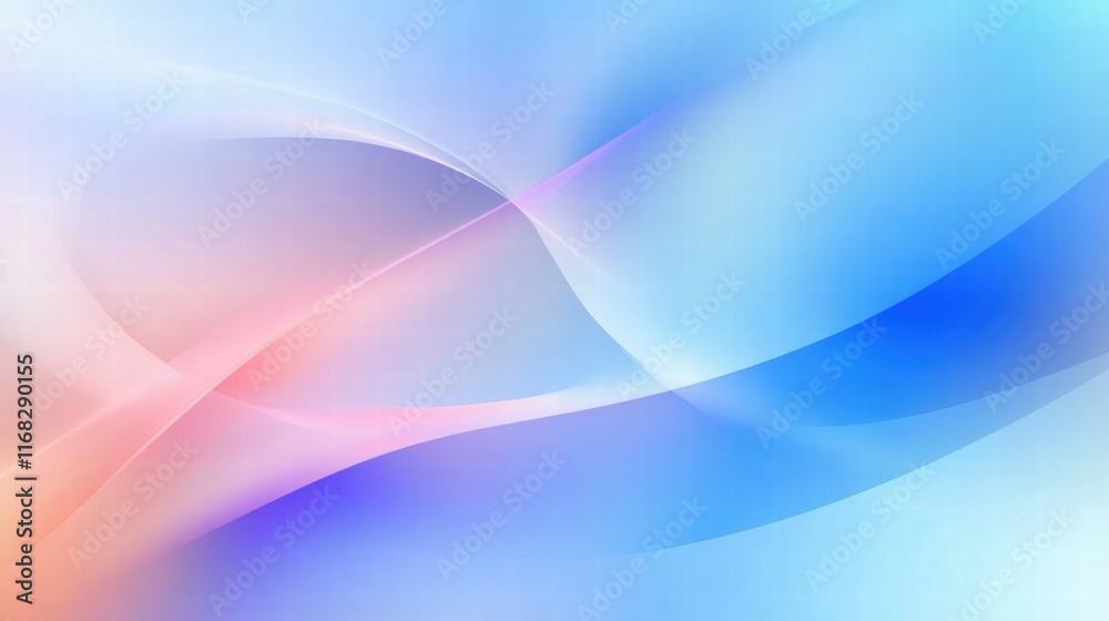 Poster Soft gradient abstract background with flowing lines in pastel colors.