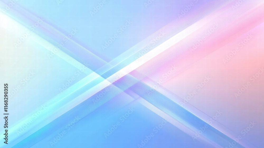 Poster A soft, abstract gradient background with intersecting light beams in pastel colors.