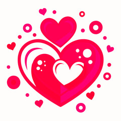 Colorful Hearts and Happy Valentines Day! Design line art icon sign silhouette vector illustration on white background