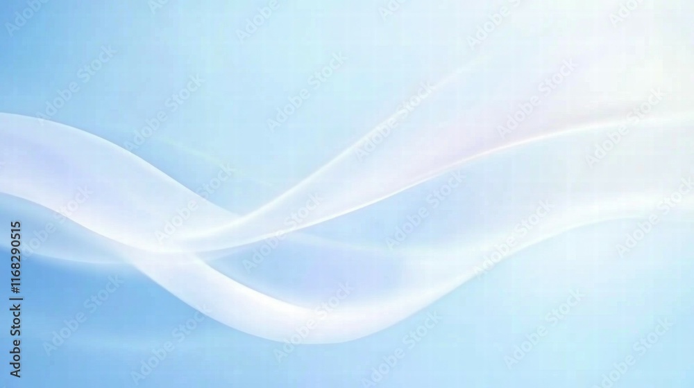 Poster a soft, abstract background with flowing waves in light blue tones.