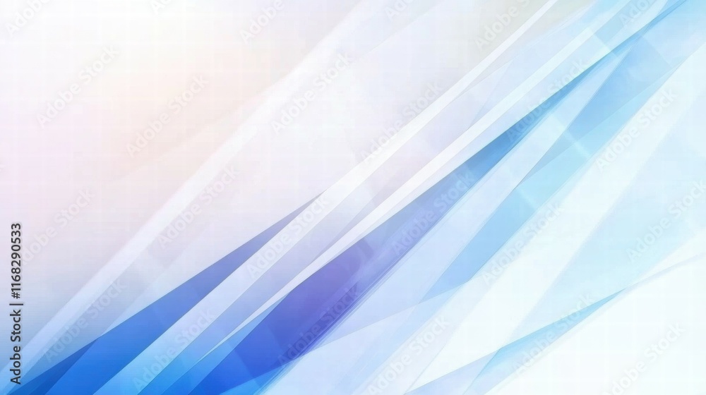 Poster abstract blue and white geometric background with layered shapes.