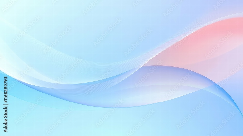 Poster soft, abstract waves in blue and pink tones create a calming background.