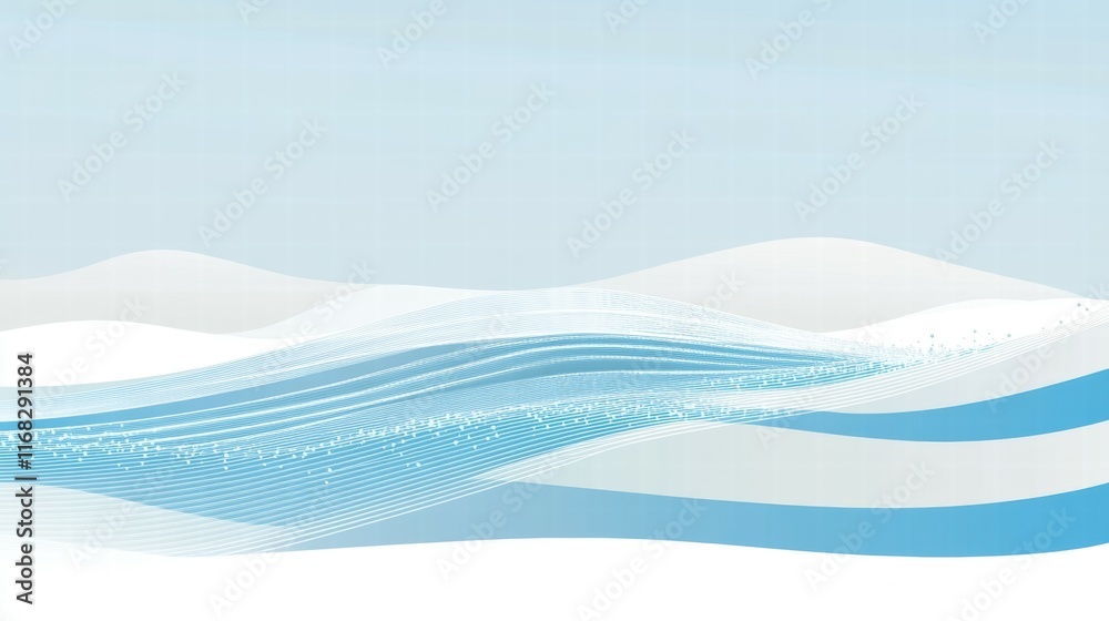 Poster abstract design featuring flowing blue waves and soft gradients.