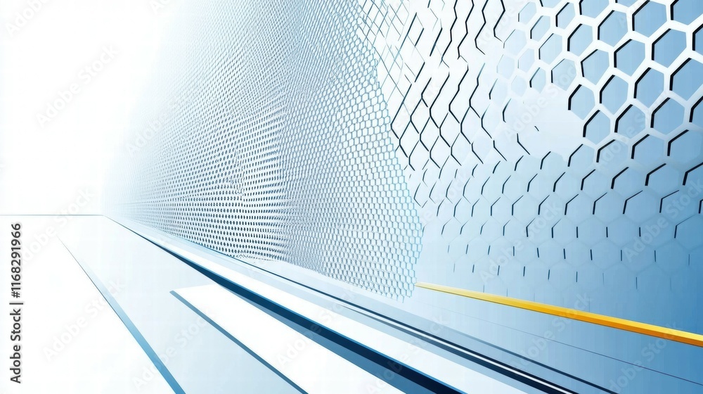 Aufkleber Abstract geometric design with hexagonal patterns and smooth lines in a light color scheme.