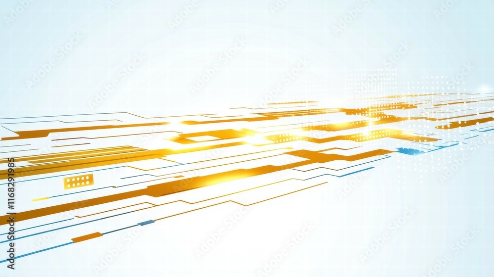 Poster Abstract digital design featuring lines and light effects, symbolizing technology and data flow.