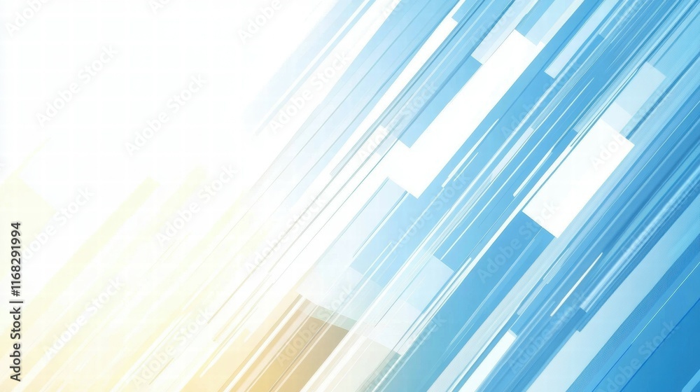 Poster Abstract blue and yellow diagonal lines creating a modern, digital background effect.
