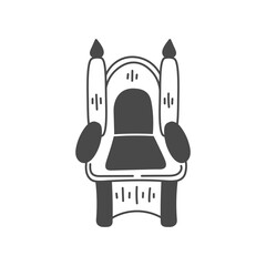 Royal Throne Illustration. Hand drawn medieval chair for king and queen. Outline vector art.