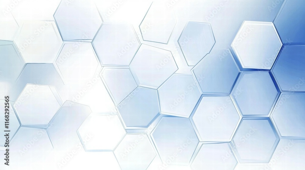 Aufkleber Abstract background featuring hexagonal shapes in a soft blue gradient.