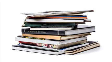 A vibrant stack of books piled together creates a cozy atmosphere. Perfect for book lovers and learning environments. Dive into knowledge and stories. Generative AI.