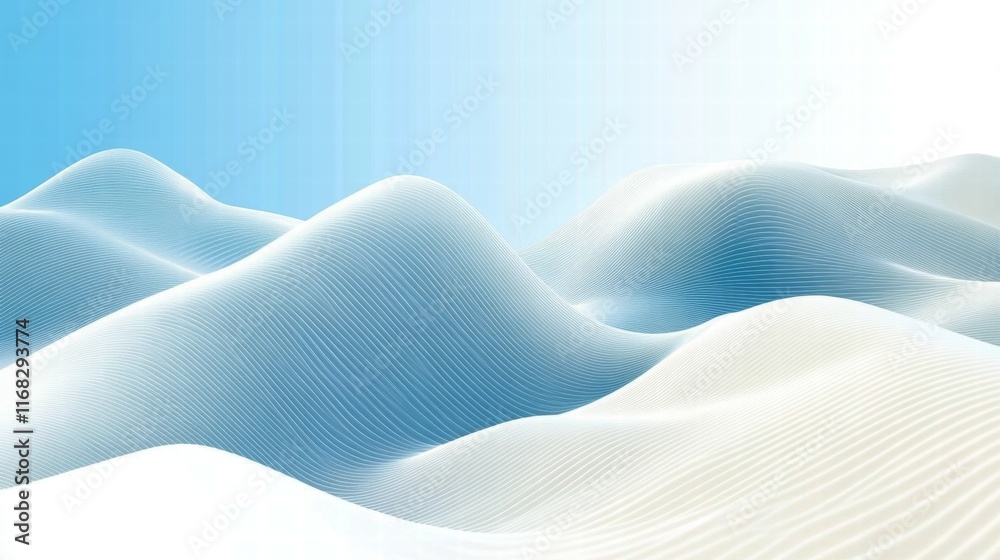 Poster Abstract waves in soft blue and white tones create a serene and calming visual effect.