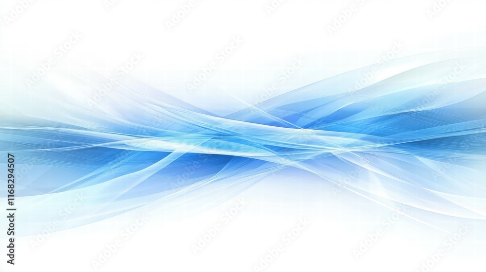 Leinwandbilder Abstract blue wave design with soft gradients and flowing lines for a calming visual effect.