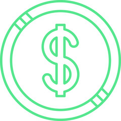 Dollar Coin icon single vector illustration