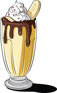 banana milkshake with chocolate and whipped cream clip art preview