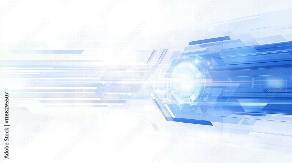 Poster abstract blue digital background with light effects and geometric shapes.