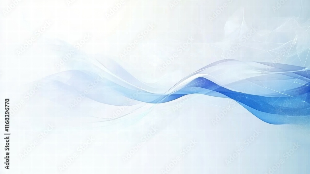 Poster a smooth, abstract blue wave design on a light background, ideal for digital or print use.