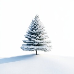 Fototapeta premium a fir tree with snow, winter scene, oil painting style, cool tones, isolated on white background