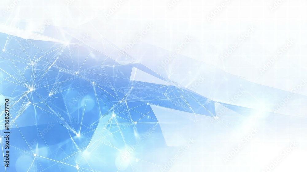 Poster Abstract blue background with interconnected lines and dots, representing technology and networking.