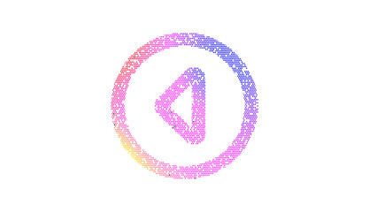 Icon caret circle left is made up of LED square shapes. There are bright diodes and there are black dead diodes