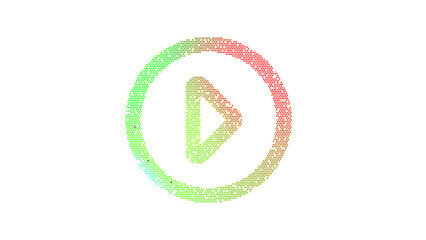 Icon caret circle right is made up of LED square shapes. There are bright diodes and there are black dead diodes