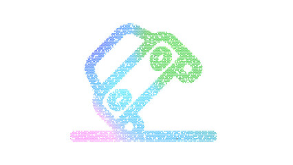 Icon car tilt is made up of LED square shapes. There are bright diodes and there are black dead diodes