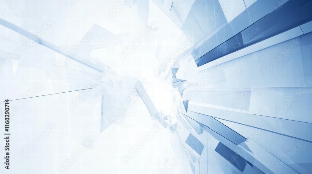 Poster Abstract blue geometric shapes creating a dynamic, futuristic background.