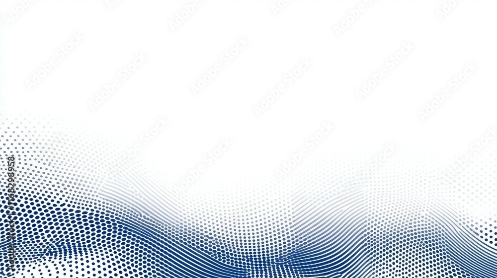 Leinwandbilder abstract blue dot gradient creating a wave effect on a white background.