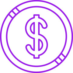 Dollar Coin icon single vector illustration