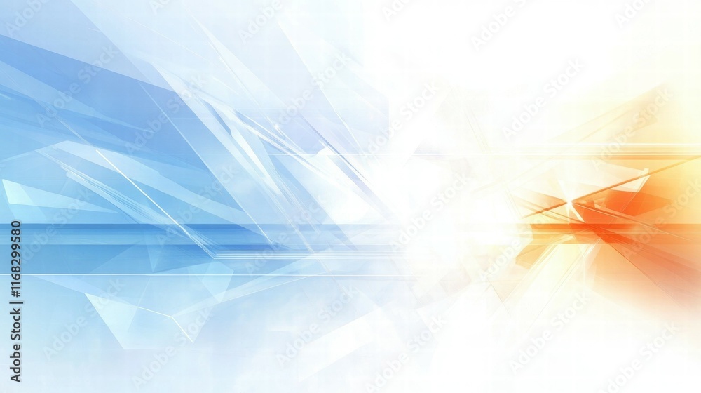 Poster abstract design featuring soft gradients and geometric shapes in blue and orange tones.