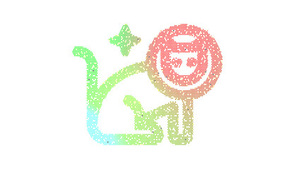 Icon cat space is made up of LED square shapes. There are bright diodes and there are black dead diodes