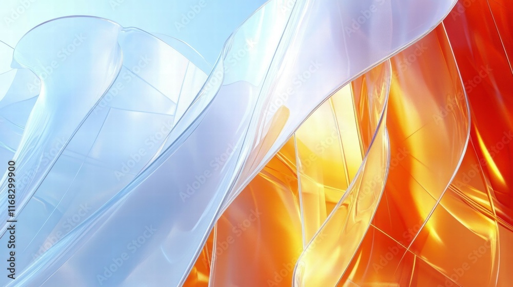 Aufkleber Abstract waves of translucent colors blending in a smooth gradient.