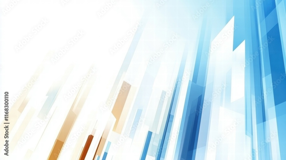 Poster Abstract blue and orange geometric shapes with a gradient effect.
