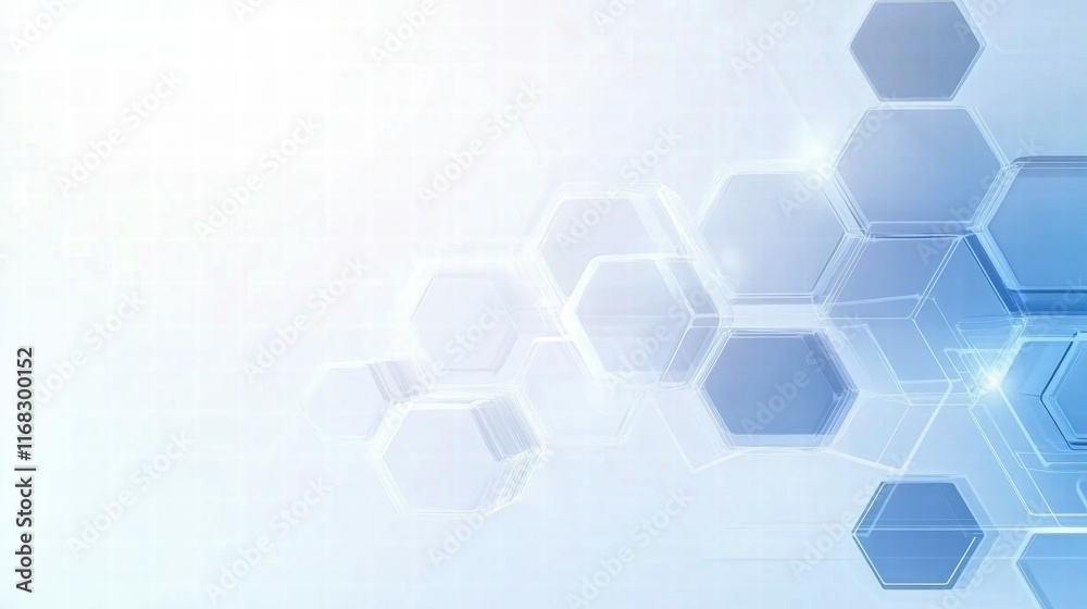 Poster Abstract geometric background with hexagonal shapes in blue tones.