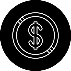 Dollar Coin icon single vector illustration
