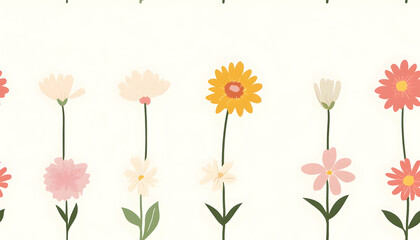 Floral Illustration Background, Pastel Flowers