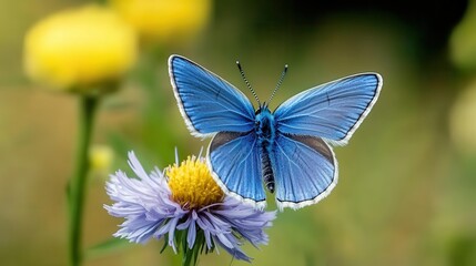 Fototapeta premium Closeup of a butterfly resting on a flower, wings still and delicate, embodying quiet presence, patience, calm, mindfulness