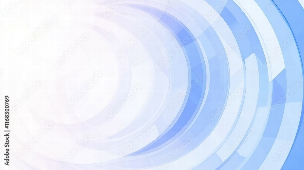 Poster abstract blue and white circular design with soft gradients for backgrounds or graphics.