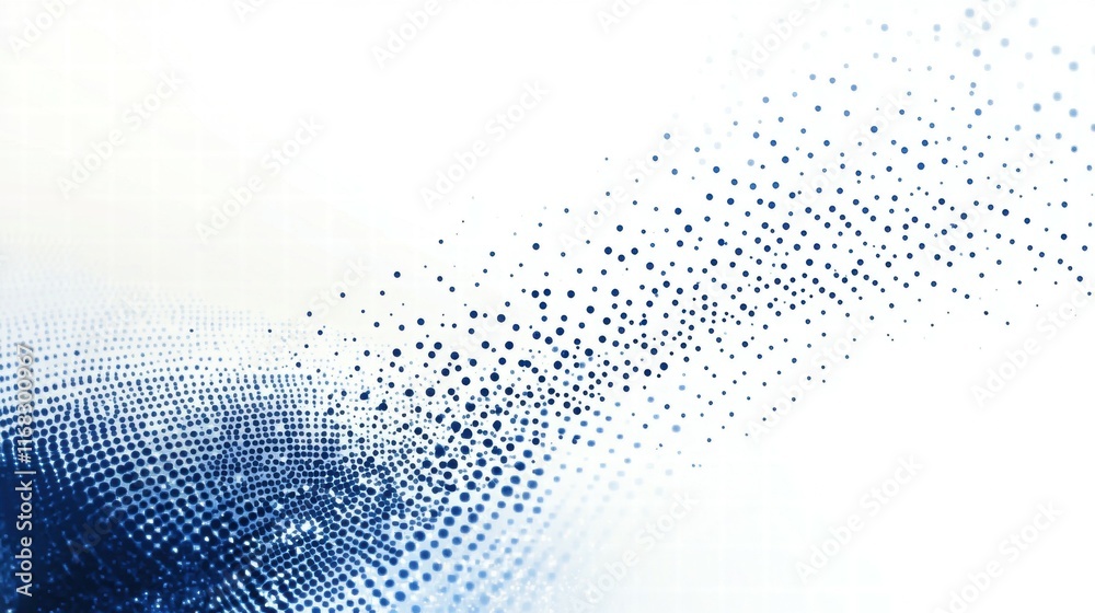 Aufkleber abstract blue dotted pattern fading into white background, suggesting depth and movement.