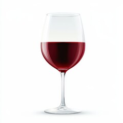 a glass of red wine, Western beverage, minimalist vector art, rich deep tones, isolated on white background