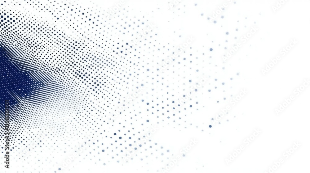 Poster abstract graphic featuring a gradient of blue dots on a white background.