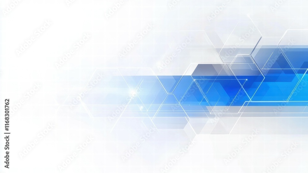 Aufkleber abstract geometric design featuring blue and gray hexagons on a light background.