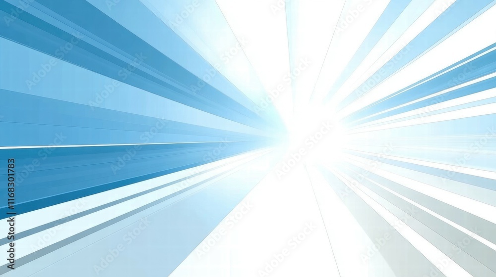 Fototapete Abstract blue rays converging towards a bright center, creating a sense of depth and light.