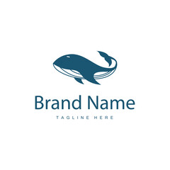 Simple whale logo sea animal silhouette design deep ocean concept big sea animal template illustration