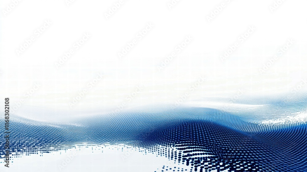 Poster Abstract blue wave pattern with a smooth gradient and dotted texture, conveying fluidity.